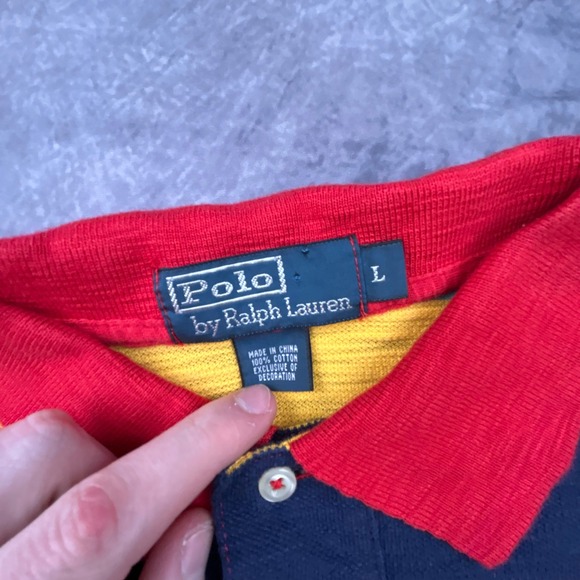 NWT Polo Ralph Lauren Mens Large Striped Polo Shirt Multi Color Y2K New 0460243 - Picture 4 of 8